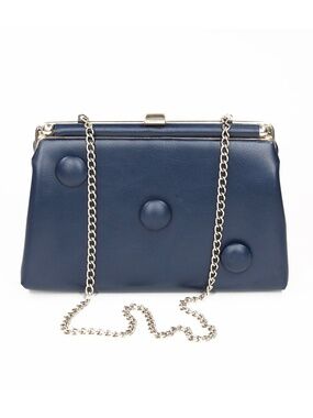 mid century modern dark blue handbag vintage 50s 60s retro shoulder classic